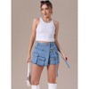 INSPIRE CHIC Women's Denim Zipper Decor Cargo Pockets Y2K High Waisted Faux Wrap Jean Skirts - 3 of 4