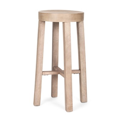 HomeRoots 30" Natural Solid Wood Backless Bar Height Bar Chair