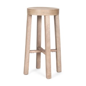 HomeRoots 30" Natural Solid Wood Backless Bar Height Bar Chair - 1 of 4