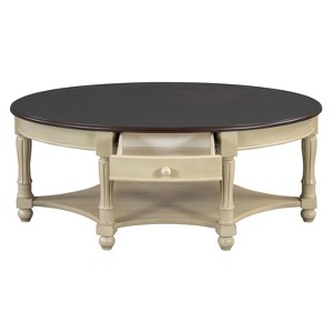 TiramisuBest 30.8" Square Coffee Table, Farmhouse Dark Brown 2-Tier Center Table with Storage Compartment - 1 of 4