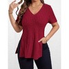 Womens Plus Size Tops Casual V Neck Short Sleeve Shirts Split Hem Blouses - 2 of 4