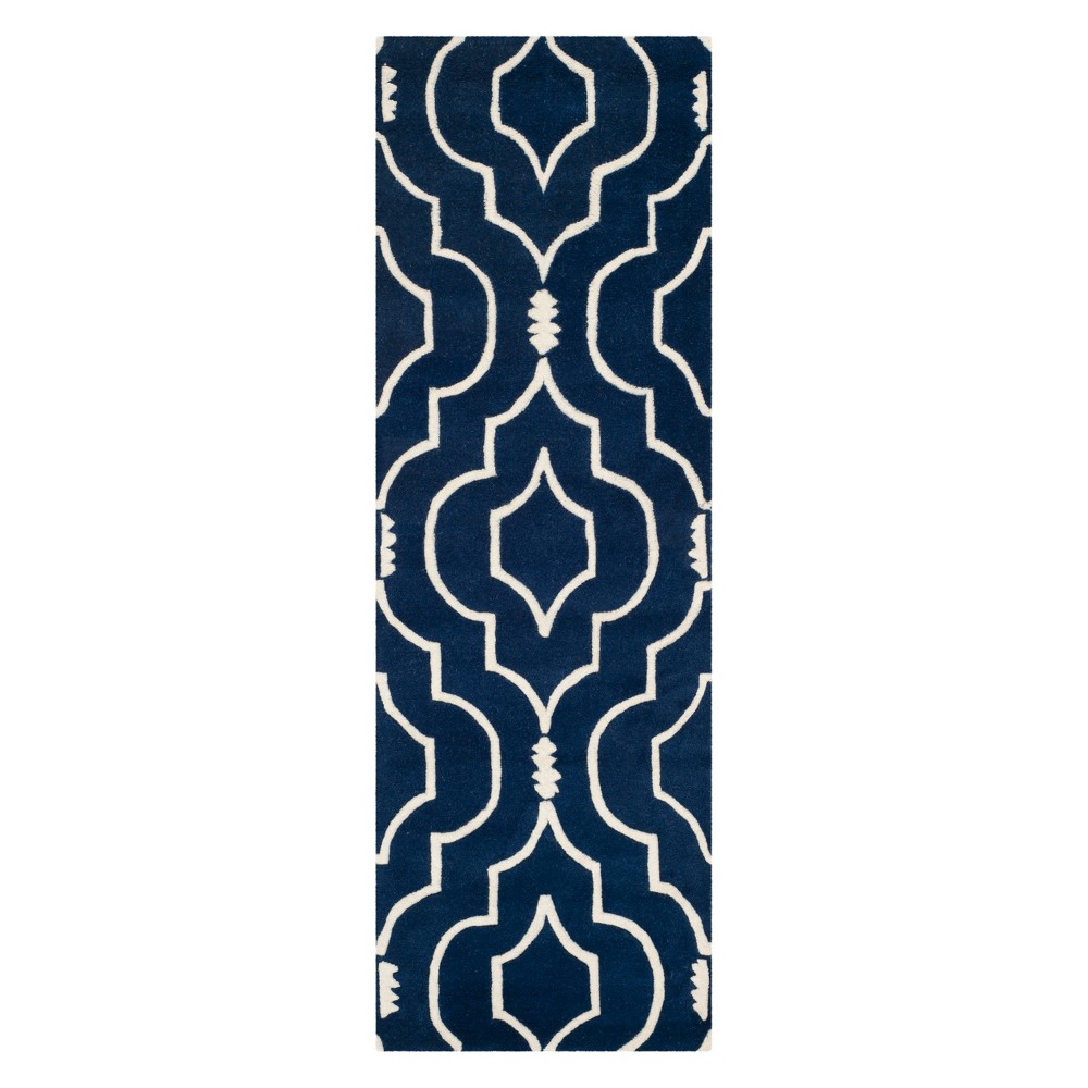 2'3inx7' Dianne Geometric Tufted Accent Rug Dark Blue/Ivory - Safavieh