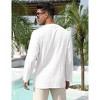 Men's Cotton Linen Henley Shirt Lace Up Long Sleeve V Neck Casual Beach Hippie Shirts - 4 of 4