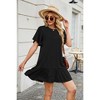 Womens Flowy T Shirt Dress Bell Sleeve Summer Shift Dress with Flounce Hem Flutter Lounge Dress Boat Neck Short Sleeve Mini Dress - 2 of 4