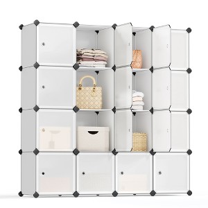 16-Piece Cube Storage Organizer, Modular Plastic Closet Shelves with Doors & Anti-Tip Kit, DIY Bookcase for Bedroom Living Room - 1 of 4