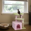 Gulches Pink Green 27 inch Cat Tree Small Cats Condo Sisal Post Board Plush Top Perch Hanging Ball 11 lbs Tower Furniture - 2 of 4