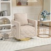 Swivel Accent Chair, Modern Velvet Armchair with Tufted Buttons, Pillow, 360° Rotating Side Chair for Living Room - 4 of 4