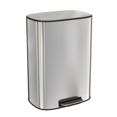 Dolonm 13 Gallon 50L Kitchen Foot Pedal Operated Soft Close Trash Can - Stainless Steel Ellipse Bustbin - S