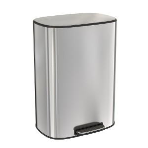 Dolonm 13 Gallon 50L Kitchen Foot Pedal Operated Soft Close Trash Can - Stainless Steel Ellipse Bustbin - S - 1 of 4