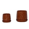 Vynxaria Set of 2 Modern 7" Glossy Red Ceramic Flowerpots for Indoor & Outdoor Use - 3 of 4