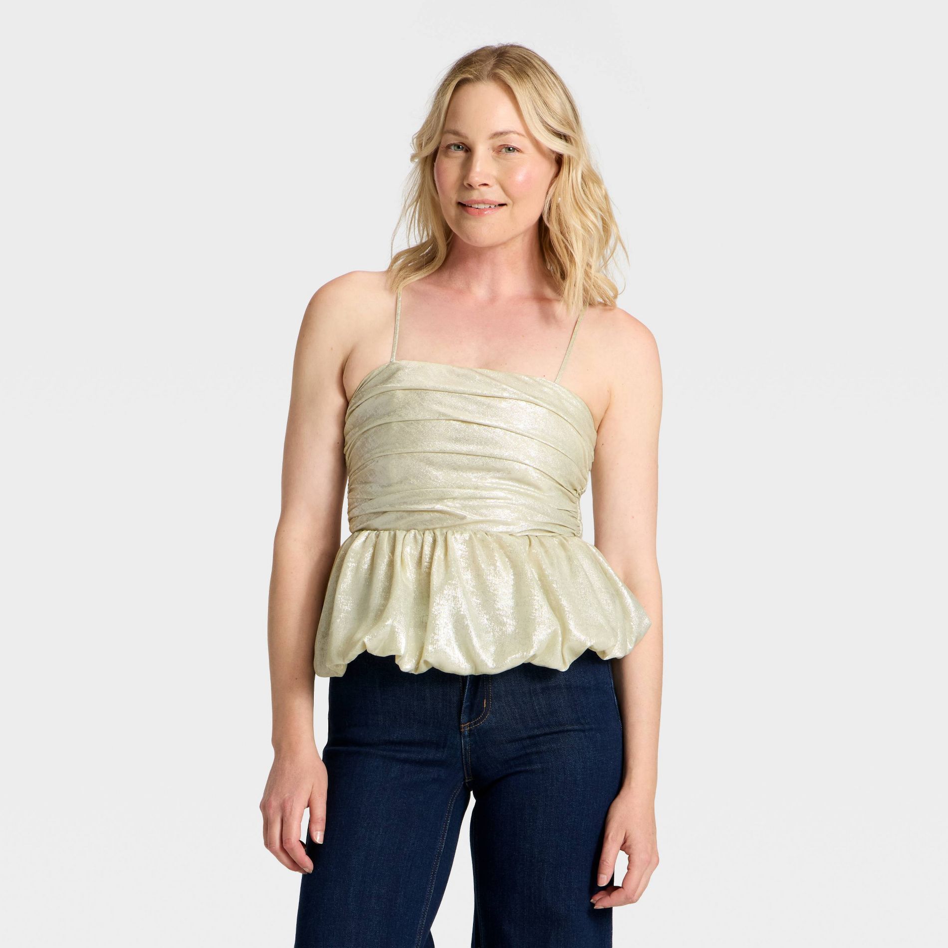 Women's Ruched Peplum Cami Top - A New Day™