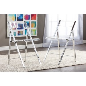 Set of 2 Acrylic Foldable Chairs Clear - Baxton Studio: Chromed Steel, Rubber Feet, Modern Style - 1 of 4