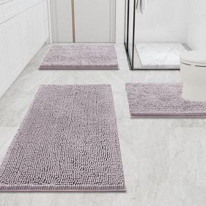Home Mart Goods 3 Piece Set Light Mauve Soft Cozy Plush Chenille Bath Mat Highly Absorbent Bathroom Rug - 1 of 4