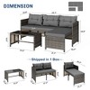 Celebalcony Outdoor Patio Furniture 3-Piece Rattan Outdoor Sectional SofaL Shaped Patio Couch with Cushion Glass Table for Balcony, Garden Gray - 3 of 4