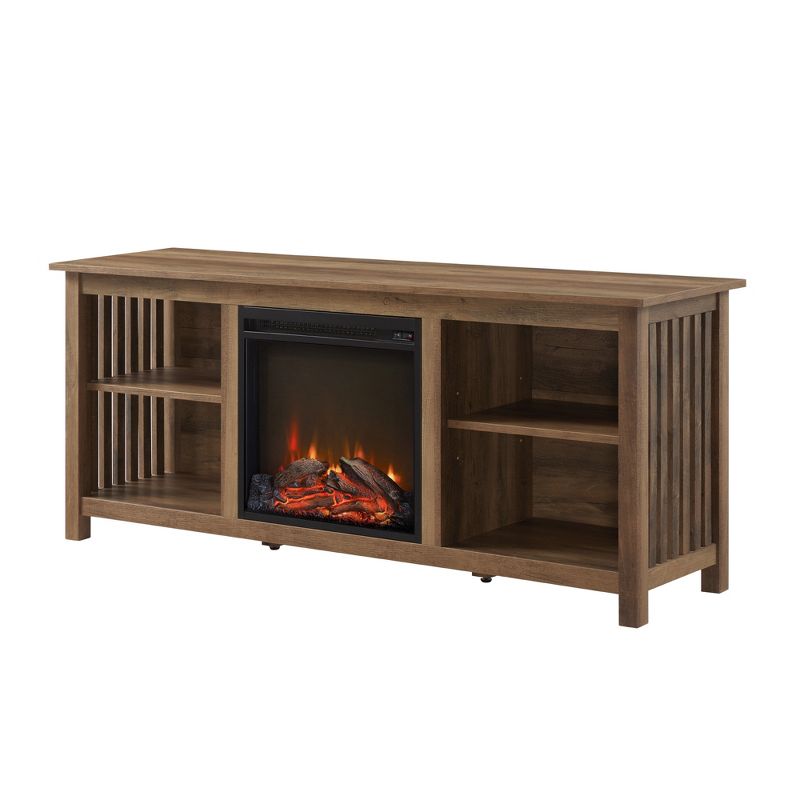 Mission Grooved Electric Fireplace TV Stand for TVs up to 80" - Saracina Home, 5 of 11