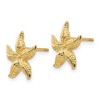 Black Bow Jewelry 13mm Polished Textured Starfish Post Earrings in 14k Yellow Gold - 2 of 4