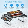 LakeForest"Foldable Aluminum Camping Table with 2 Side Trays, 88lbs Max Load for BBQ, Picnic & Outdoor Use"Silver - 2 of 4