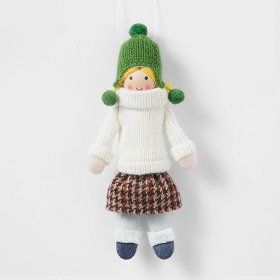 Snowkid with Plaid Skirt and Green Hat Christmas Tree Ornament - Wondershop™