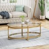 Plumeria Modern Iron With Tempered Glass Coffee Table Brass ...