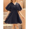 Coolmee Women's Summer Floral Sundress Short Sleeve Wrap V Neck A-Line Midi Dress - 4 of 4