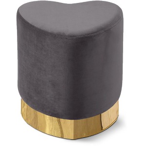 Meridian Furniture,Heart Velvet Ottoman/Stool - 1 of 4