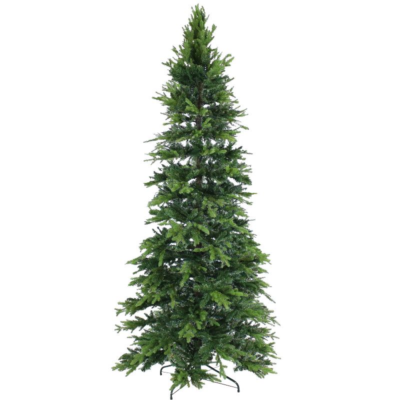 Sunnydaze Indoor Artificial Unlit Slim Christmas Tree with Metal Stand and Hinged Branches - Green, 1 of 9