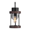 Globe Electric 1-Light Matte Black Outdoor Wall Sconce with Clear Glass Shade and Faux Wood Accents: ETL Listed, Includes Mounting Hardware - 2 of 4