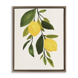 Stupell Industries Simple Yellow Country Lemon Leaf Floating Frame Canvas Art, Brown, 25" x 31" - 1 of 4