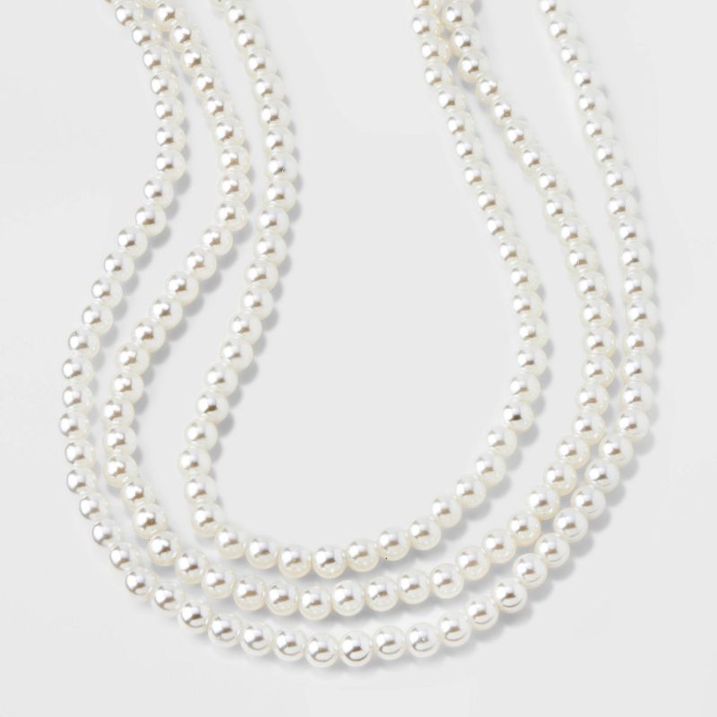 Pearl Multi-Strand Necklace Set 3pc - A New Day&#8482; White, 1 of 6