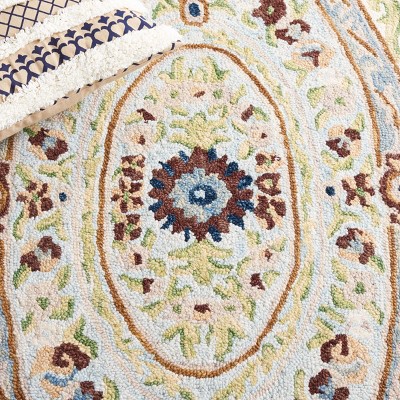 Ivory and Blue Handmade Tufted Wool 3' x 5' Rug