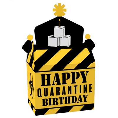 Big Dot of Happiness Happy Quarantine Birthday - Treat Box Party Favors - Social Distancing Party Goodie Gable Boxes - Set of 12