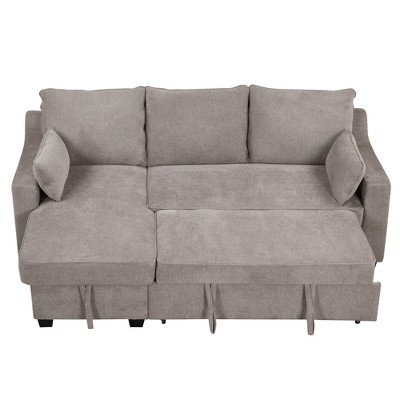 NicBex Modern 90" Pull Out Sofa Bed Convertible Sleeper Sofa with Storage Chaise and Storage Racks for Living Room