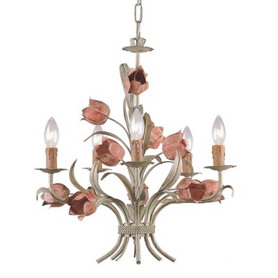 Sage Rose 5-Light Floral Wrought Iron Chandelier