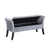 Simple Relax Upholstered Storage Bench with Flared Arms in Silver and Black - 3 of 4