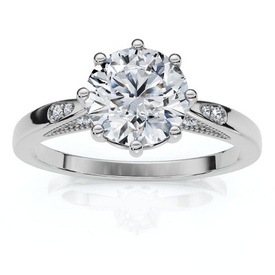 Pompeii3 1.05 Ct Diamond Engagement Ring Vintage Accent 14k White Gold 8 Prong