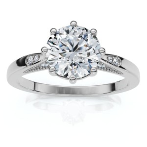 Pompeii3 1.05 Ct Diamond Engagement Ring Vintage Accent 14k White Gold 8 Prong - 1 of 4