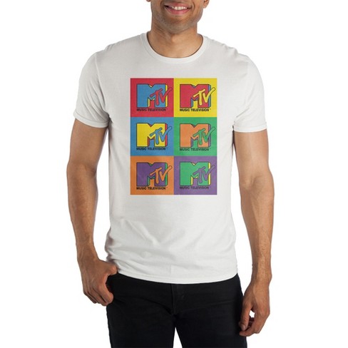 MTV Logo Colorful Block Design  White Graphic Tee Shirt - image 1 of 2