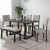6-Piece Retro Dining Table Set with Upholstered Chairs and Bench, Solid Wood Frame, Foam Cushions for Kitchen or Dining Room - 2 of 4