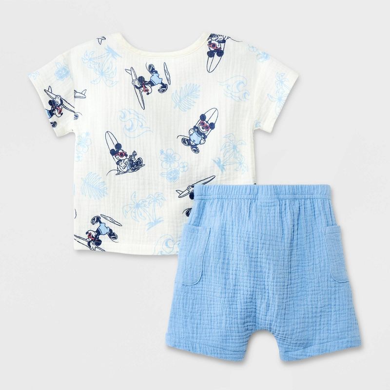 Baby Boys' Disney Mickey Mouse Top and Bottom Set - Blue, 2 of 5