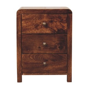 HomeRoots 24" Walnut Solid Wood Three Drawer Nightstand - 1 of 4