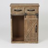 LuxenHome Rustic Wood Sliding Barn Door Storage Cabinet Brown - 3 of 4