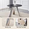 CENGHU Marble Grained Stone Round Dining Table, 42" Stainless Steel Leg Dining Table for 4-6 Pepole, 3-legged Coffee Table for Dining Room, Office - 4 of 4