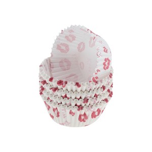 Unique Bargains KISS Letter Print Disposable Baking Cups Greaseproof Paper Red White 1.97"x1.18" 100 Pcs - 1 of 4