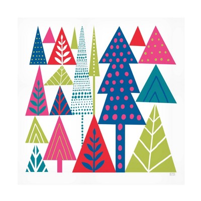 35" x 35" Michael Mullan 'Geometric Holiday Trees II Bright' Unframed Wall Canvas - Trademark Fine Art