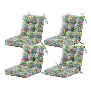 ARTPLAN Seat/Back Outdoor Chair Cushion,Set of 4 Patio Chair Cushion with Tie,Tufted Replacement for Patio Furniture,40x20x4 Inches,4 Count - 1 of 4