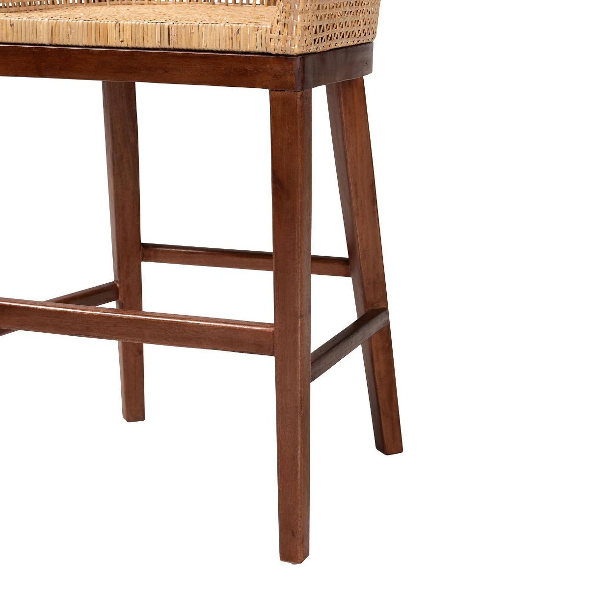 bali & pari Papua Natural Rattan and Acacia Wood Counter Height Barstool Natural Brown/Walnut Brown: 30 Day Limited Warranty, Spot Clean - thumbnail 7