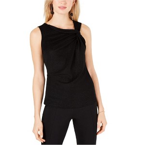 I.N.C International Concepts Womens Shimmer Twist-Neck Tank Top, Black, Medium - 1 of 1