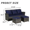 3-Piece PE Rattan Patio Seating Set,Outdoor Patio Set With Thick Cushions,Patio Small Space Chat Set,Sofa And Ottoman -Maison Boucle - 2 of 4