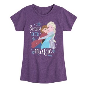 Girls' - Frozen - Anna and Elsa Sisters Are Magic Fitted Short Sleeve Graphic T-Shirt - 1 of 4