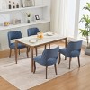 SEVOBAL Dining Chairs Set of 2 Modern Fabric Upholstered Dining Chairs with Curved Wood Legs and Hollow-out Backrest, Blue, 22.8"*20"*32.5" - 3 of 4